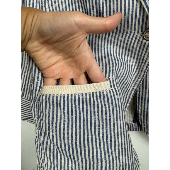 Michael Stars 100% Linen Blazer Preppy Coastal Retro Twee Summer Beachy Casual M - Picture 8 of 9